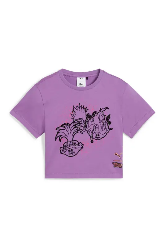 Puma Puma X Trolls Graphic Kız Çocuk Mor Yuvarlak Yaka Tişört - Mor - 4