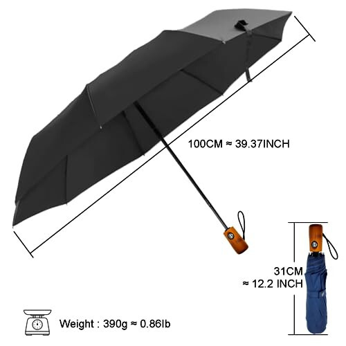 Pumi-geous Automatic Travel Umbrella Windproof Lightweight Strong Compact UV Protection Rain Umbrellas 8Ribs Collapsible Backpack Umbrella Suit For Adult - 4