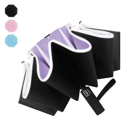 Pumi-geous Automatic Umbrella Windproof Lightweight Strong Compact UV Protection Rain Travel Umbrellas Collapsible Backpack Umbrella Suit For Adult - 1