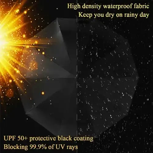 Pumi-geous Automatic Umbrella Windproof Lightweight Strong Compact UV Protection Rain Travel Umbrellas Collapsible Backpack Umbrella Suit For Adult - 2