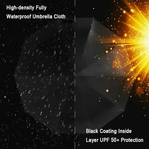 Pumi-geous Automatic Umbrella Windproof Lightweight Strong Compact UV Protection Rain Travel Umbrellas Collapsible Backpack Umbrella Suit For Adult - 4