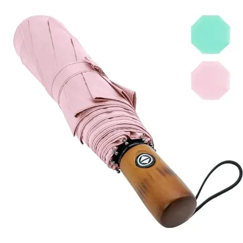 Pumi-geous Avtomatik Soyabon Shamoldan Himoya Yengil Kuchli ixcham UV himoya Yomg'ir Sayohat Soyabonlari Kattalar uchun yig'iladigan Ryukzak Soyabon Kostyumi - 1