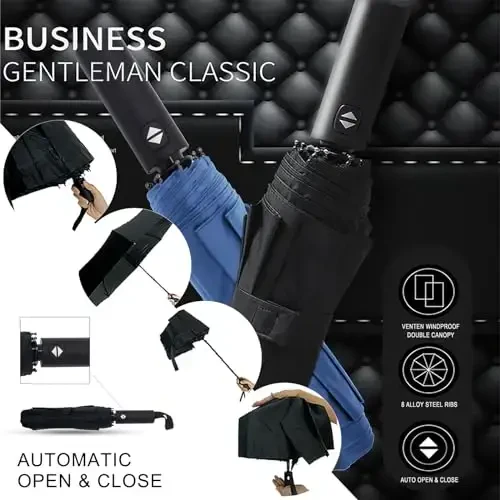 Pumi-geous Automatic Umbrella Windproof Lightweight Strong Compact UV Protection Rain Travel Umbrellas Collapsible Backpack Umbrella Suit For Adult - 3