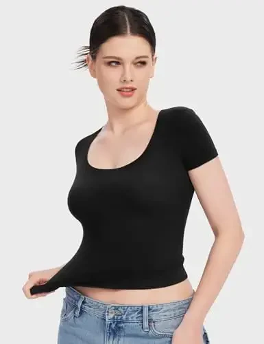 PUMIEY Ayollar futbolkalari Qisqa yengli O-yoq Basic Ko'chaga chiqish toplari Moda Slim Fit Tee Smoke Cloud Pro Collection - PUMIEY (1)