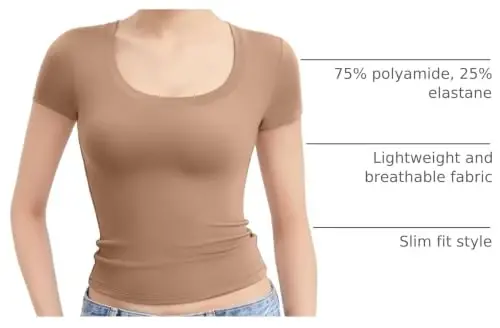 PUMIEY Ayollar futbolkalari Qisqa yengli Scoop bo'yin Asosiy Ko'chaga chiqish toplari Moda Slim Fit Tee Smoke Cloud Pro Collection - PUMIEY