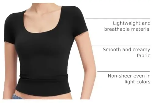 PUMIEY Women's T Shirts Short Sleeve Scoop Neck Basic Going Out Tops Fashion Slim Fit Tee Smoke Cloud Pro Collection 