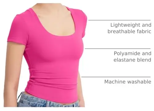 PUMIEY Women's T Shirts Short Sleeve Scoop Neck Basic Going Out Tops Fashion Slim Fit Tee Smoke Cloud Pro Collection 