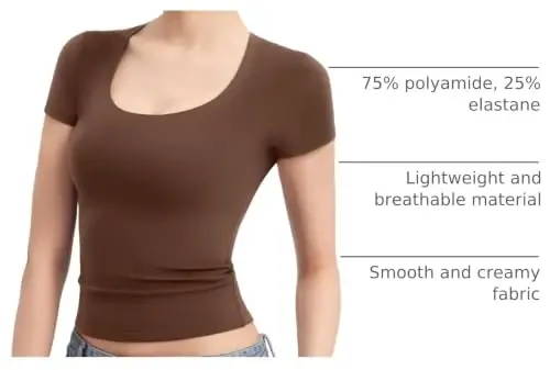 PUMIEY Women's T Shirts Short Sleeve Scoop Neck Basic Going Out Tops Fashion Slim Fit Tee Smoke Cloud Pro Collection 