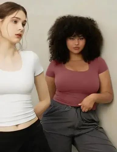 PUMIEY Женские футболки с коротким рукавом и круглым вырезом, базовые топы для выхода в свет, модные облегающие футболки, дымчатое облако, Pro Collection - 5