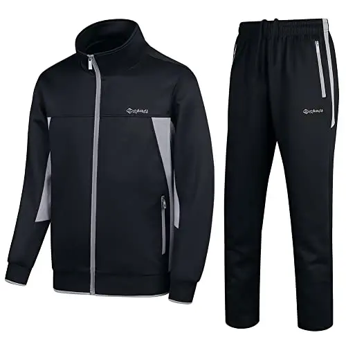 PUMPITU Men's Casual Athletic Tracksuit Long Sleeve Sweatsuit Set Full Zip Running Jacket and Pants 2 Piece Outfits 
