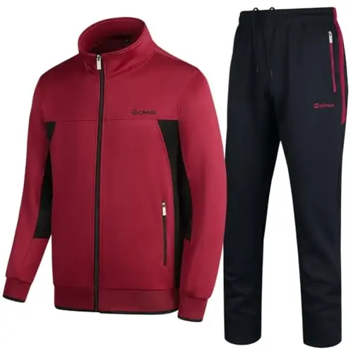 PUMPITU Men's Casual Athletic Tracksuit Long Sleeve Sweatsuit Set Full Zip Running Jacket and Pants 2 Piece Outfits - 1