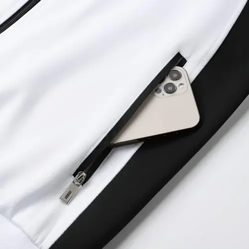 PUMPITU Erkek Günlük Spor Eşofman Takımı Uzun Kollu Sweatshirt Takımı Tam Fermuarlı Koşu Ceketi ve Pantolonu 2 Parça Kıyafet - 3