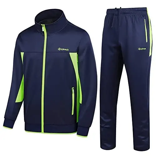 PUMPITU Men's Casual Athletic Tracksuit Long Sleeve Sweatsuit Set Full Zip Running Jacket and Pants 2 Piece Outfits - 1