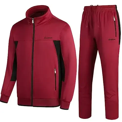 PUMPITU Men's Casual Athletic Tracksuit Long Sleeve Sweatsuit Set Full Zip Running Jacket and Pants 2 Piece Outfits 
