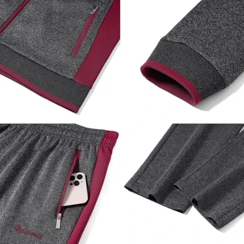 PUMPITU Men's Casual Athletic Tracksuit Long Sleeve Sweatsuit Set Full Zip Running Jacket and Pants 2 Piece Outfits - 6