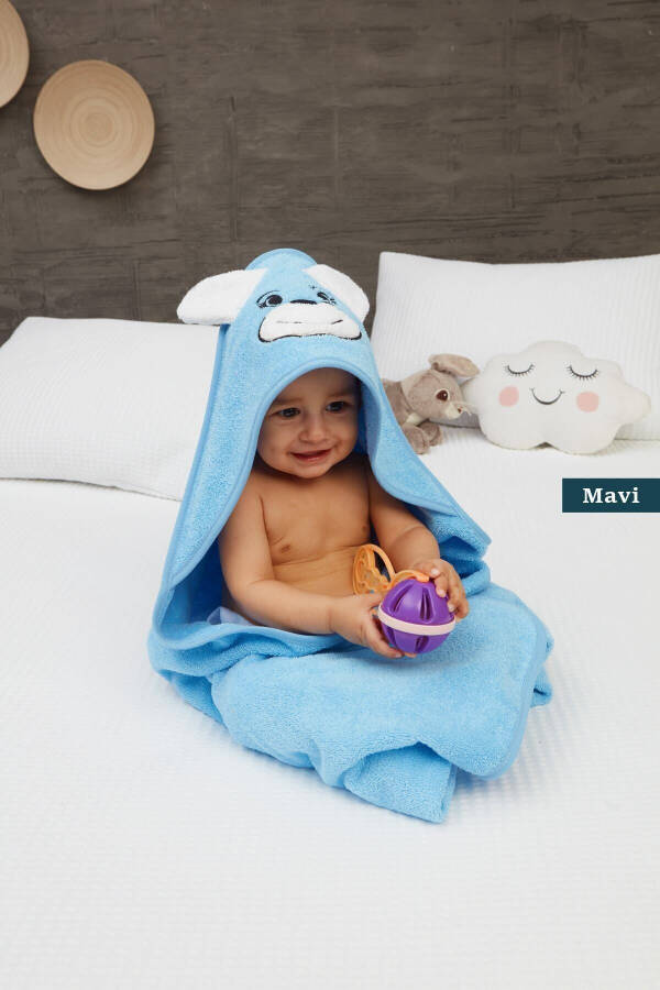 Pupy Bear Paxta Kaputli Qiz-o'g'il Yangi Tug'ilgan Chaqaloq Kundaği Sochiq Kashtasi Tikilgan Moviy 100x100sm - 2