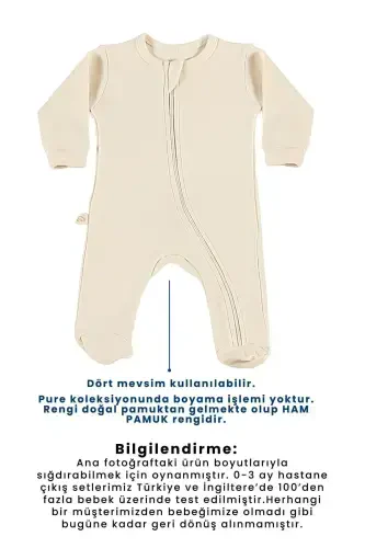 Pure 11 Parça Hastane Çıkışı Seti %100 Organik Pamuk Ham Pamuk Rengi Unisex-NATUR - 6