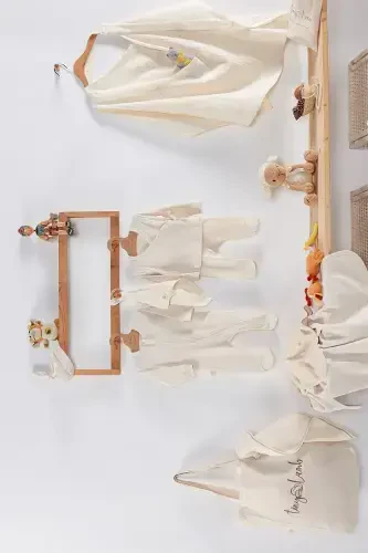 Pure 11 Pieces Newborn Layette Set 100% Organic Cotton Raw Cotton Color Unisex-NATUR - TINYLAMB (1)