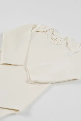 Pure 11 Pieces Newborn Layette Set 100% Organic Cotton Raw Cotton Color Unisex-NATUR - 4