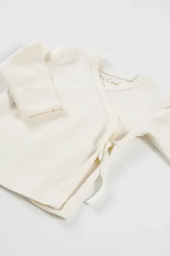 Pure 11 Pieces Newborn Layette Set 100% Organic Cotton Raw Cotton Color Unisex-NATUR - 5