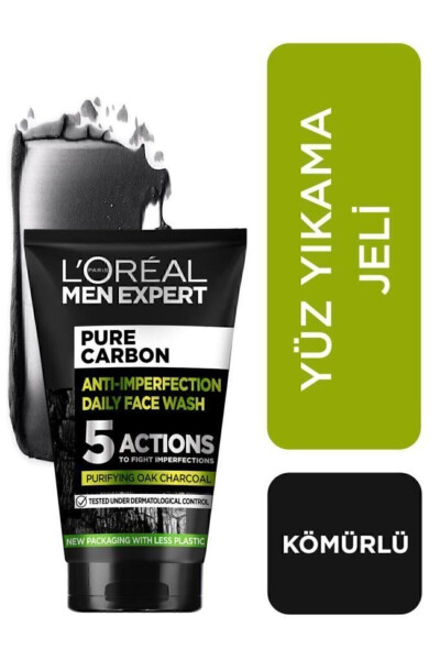 Pure Charcoal Facial Wash Gel with 100ml Charcoal for Fighting Skin Problems 2-Pack Men's Care Set - L'OREAL PARIS (1)