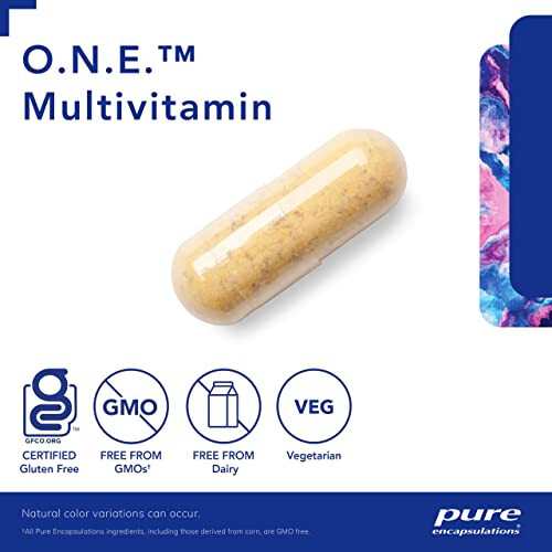 Pure Encapsulations O.N.E. Multivitamin - Kuniga bir marta qabul qilinadigan antioksidant kompleksi, Metafolin, CoQ10 va Lutein bilan boyitilgan multivitamin. Ko'rish, bilişsel funktsiyalar va hujayra sog'lig'ini qo'llab-quvvatlaydi* - 30 kapsula - 3