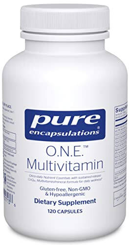 Pure Encapsulations O.N.E. Multivitamin - Kuniga Bir Martalik Multivitamin, Antioksidant Kompleksi, Metafolin, CoQ10 va Lyutein bilan Ko'rish, Bilişsel Funktsiyani va Hujayra Salomatligini Qo'llab-quvvatlash uchun* - 120 Kapsula - 1