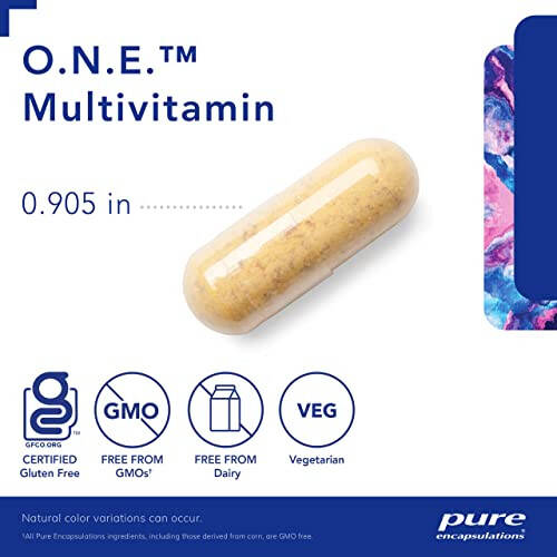 Pure Encapsulations O.N.E. Multivitamin - Kuniga Bir Martalik Multivitamin, Antioksidant Kompleksi, Metafolin, CoQ10 va Lyutein bilan Ko'rish, Bilişsel Funktsiyani va Hujayra Salomatligini Qo'llab-quvvatlash uchun* - 120 Kapsula - 3