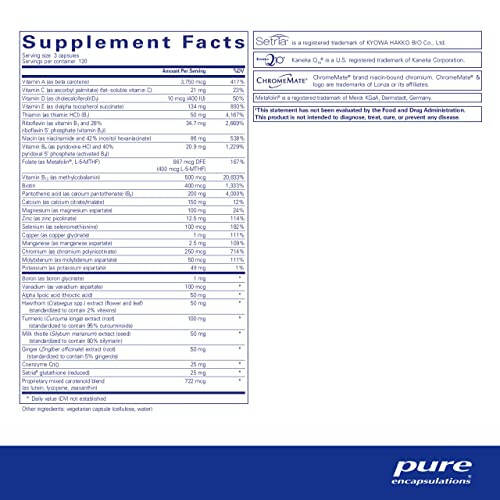 Pure Encapsulations UltraNutrient - Mineraller & Multivitaminler - Karaciğer ve Kalp Sağlığını Destekler* - Antioksidanlar İçin Takviye - C Vitamini, CoQ10 ve Daha Fazlası ile - Glutensiz - 360 Kapsül - 2