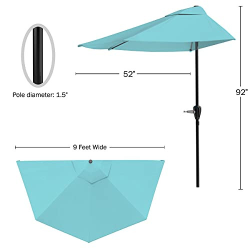 Pure Garden 9 Ft Semicircle Patio Umbrella - 2