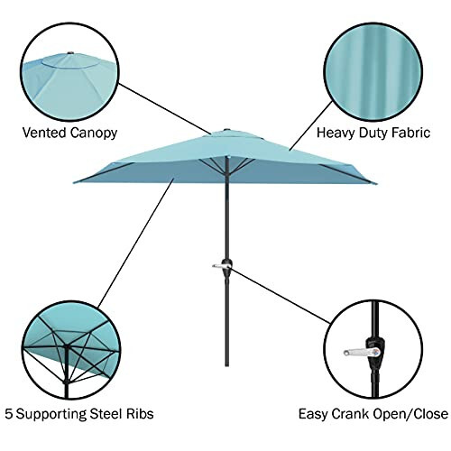 Pure Garden 9 Ft Semicircle Patio Umbrella - 3