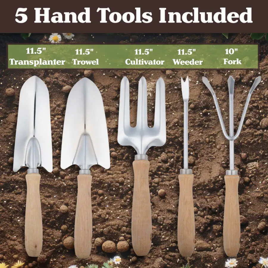 Pure Garden Gardening Tool Set, Garden Stool, and Carry Bag, Gray - 4