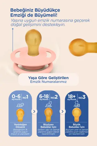 Pure Round-Tip Rubber Pacifier No: 1 - Cream - 6