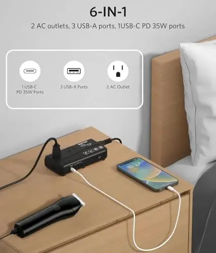 [Pure Sine Wave] BESTEK 600W Voltage Converter 220v to 110v, with PD35W Port Power Converter Adapter Combo for International Travel Overseas in European/UK/Ireland/Australia and More - 6