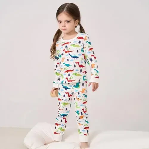 pureborn Baby Pajamas Set Pjs - Kids Toddler Boy Girl Short Long Sleeve Snug Fit Sleepwear 2pcs 18M-7Y - 2