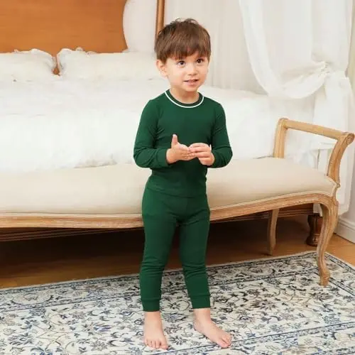 pureborn Baby Pajamas Set Toddler Snug Fit Cotton Sleepwear 2pcs 12M-7Y | Buttery soft, silky smooth, breathable, lightweight, ruffled cuffs, snug fit, gentle on skin - 4