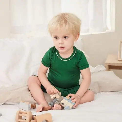 pureborn Baby Pajamas Set Toddler Snug Fit Cotton Sleepwear 2pcs 12M-7Y | Buttery soft, silky smooth, breathable, lightweight, ruffled cuffs, snug fit, gentle on skin - 3