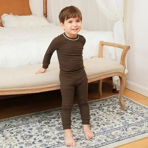 pureborn Baby Pajamas Set Toddler Snug Fit Cotton Sleepwear 2pcs 12M-7Y | Buttery soft, silky smooth, breathable, lightweight, ruffled cuffs, snug fit, gentle on skin - 4