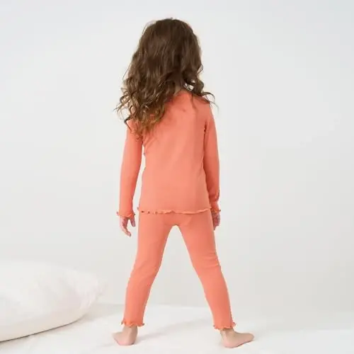 pureborn Baby Pajamas Set Toddler Snug Fit Cotton Sleepwear 2pcs 12M-7Y | Buttery soft, silky smooth, breathable, lightweight, ruffled cuffs, snug fit, gentle on skin - 3