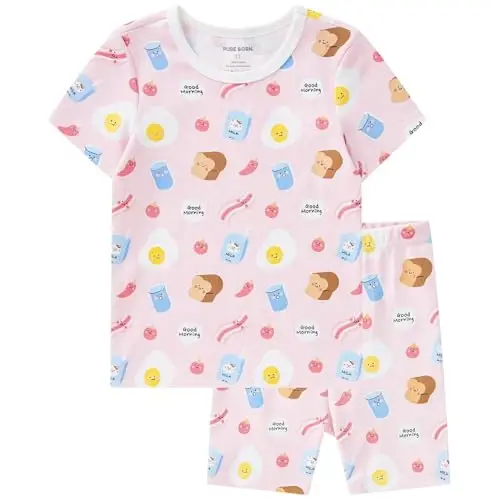 pureborn Baby Pajamas Set Toddler Snug Fit Cotton Sleepwear 2pcs 12M-7Y | Buttery soft, silky smooth, breathable, lightweight, ruffled cuffs, snug fit, gentle on skin 