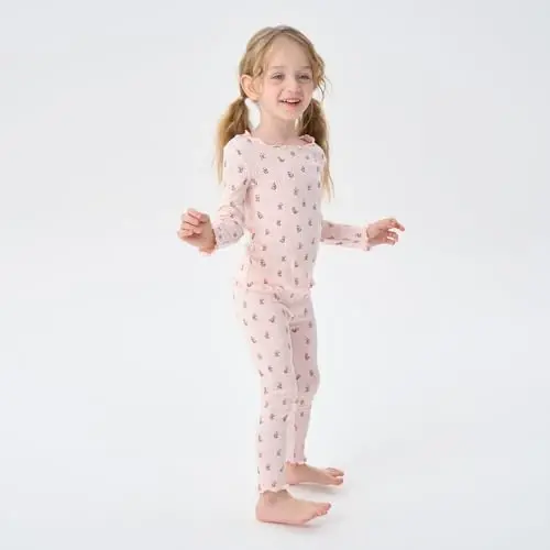 pureborn Baby Pajamas Set Toddler Snug Fit Cotton Sleepwear 2pcs 12M-7Y | Buttery soft, silky smooth, breathable, lightweight, ruffled cuffs, snug fit, gentle on skin - PUREBORN (1)