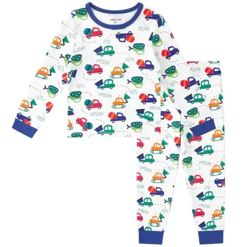 pureborn Baby Pajamas Set Toddler Snug Fit Cotton Sleepwear 2pcs 12M-7Y | Buttery soft, silky smooth, breathable, lightweight, ruffled cuffs, snug fit, gentle on skin - 1