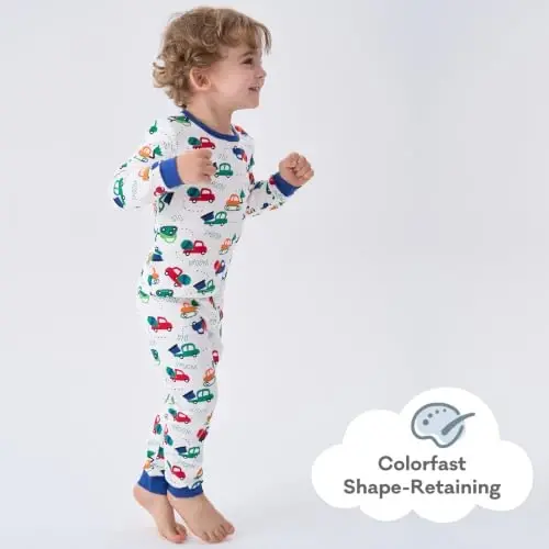 pureborn Baby Pajamas Set Toddler Snug Fit Cotton Sleepwear 2pcs 12M-7Y | Buttery soft, silky smooth, breathable, lightweight, ruffled cuffs, snug fit, gentle on skin - 5