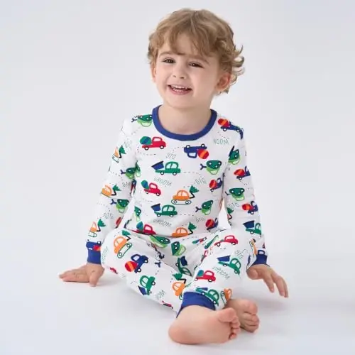 pureborn Baby Pajamas Set Toddler Snug Fit Cotton Sleepwear 2pcs 12M-7Y | Buttery soft, silky smooth, breathable, lightweight, ruffled cuffs, snug fit, gentle on skin - 6