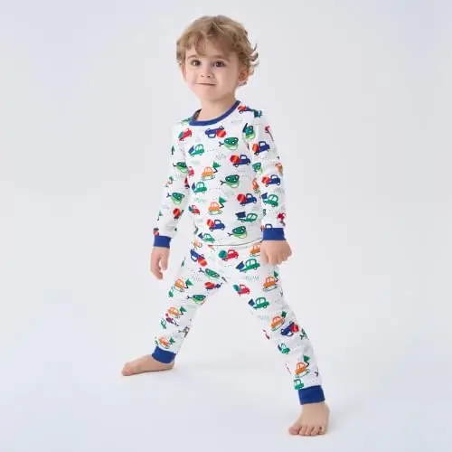 pureborn Baby Pajamas Set Toddler Snug Fit Cotton Sleepwear 2pcs 12M-7Y | Buttery soft, silky smooth, breathable, lightweight, ruffled cuffs, snug fit, gentle on skin - PUREBORN (1)