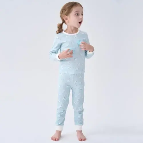 pureborn Baby Pajamas Set Toddler Snug Fit Cotton Sleepwear 2pcs 12M-7Y | Buttery soft, silky smooth, breathable, lightweight, ruffled cuffs, snug fit, gentle on skin - 3