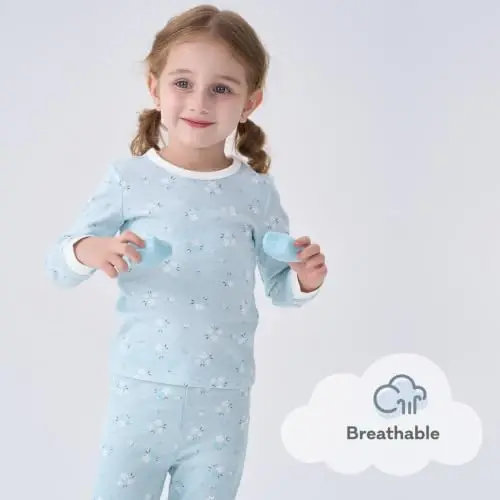 pureborn Baby Pajamas Set Toddler Snug Fit Cotton Sleepwear 2pcs 12M-7Y | Buttery soft, silky smooth, breathable, lightweight, ruffled cuffs, snug fit, gentle on skin - 5