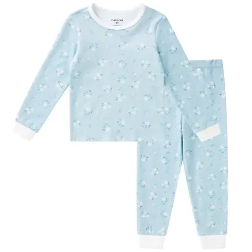 pureborn Baby Pajamas Set Toddler Snug Fit Cotton Sleepwear 2pcs 12M-7Y | Buttery soft, silky smooth, breathable, lightweight, ruffled cuffs, snug fit, gentle on skin - PUREBORN