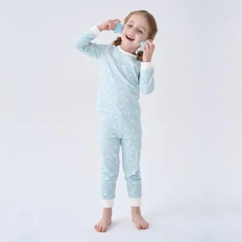 pureborn Baby Pajamas Set Toddler Snug Fit Cotton Sleepwear 2pcs 12M-7Y | Buttery soft, silky smooth, breathable, lightweight, ruffled cuffs, snug fit, gentle on skin - PUREBORN (1)