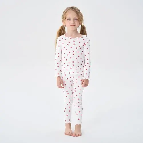 pureborn Baby Pajamas Set Toddler Snug Fit Cotton Sleepwear 2pcs 12M-7Y | Buttery soft, silky smooth, breathable, lightweight, ruffled cuffs, snug fit, gentle on skin - PUREBORN (1)